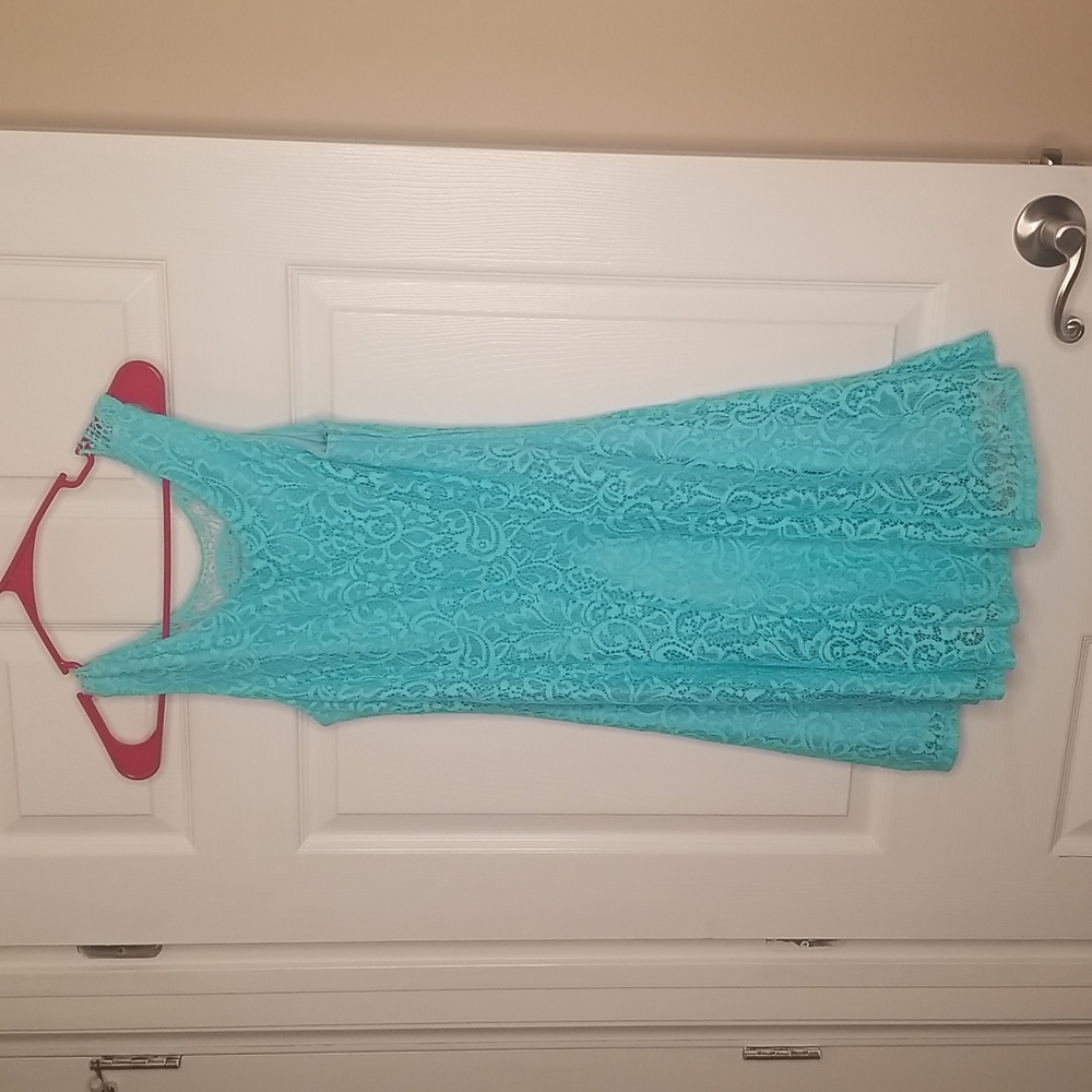 Jodi Kristopher lace dress Teal Aqua